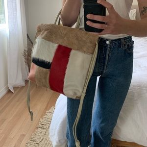 Primecut x Free People Fur Patchwork Cinch Backpack
